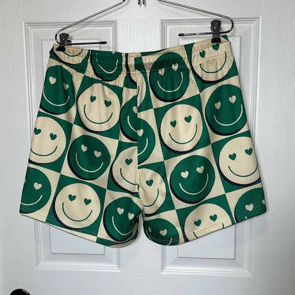 Green Creem Smiley Athletic Gym Shorts - Large 4" - Picture 3 of 9